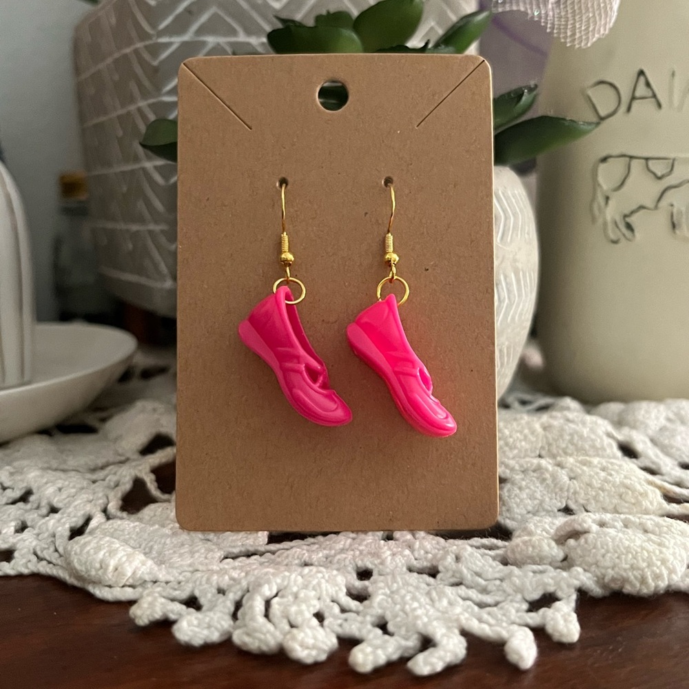 *3 for $20* Pink Flats Barbie Shoe Earrings